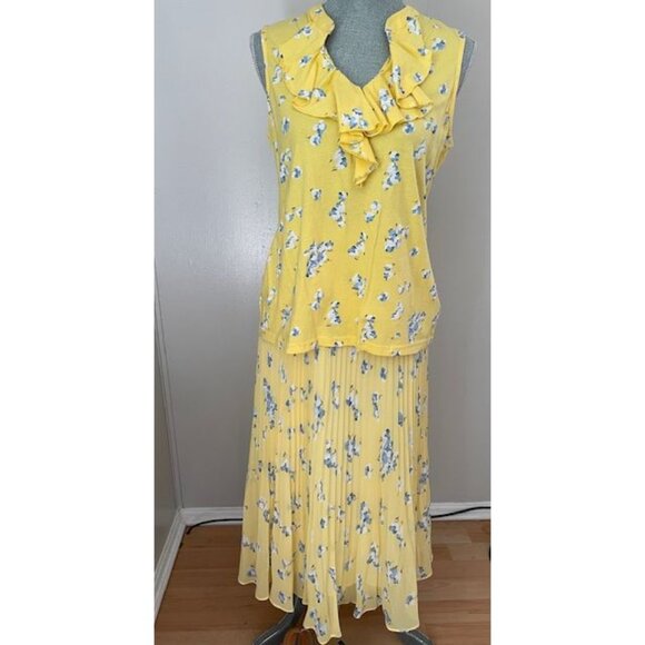 Chaps NWOT Yellow Floral Pleated Skirt size PM & Matching Top size PL - Picture 1 of 6